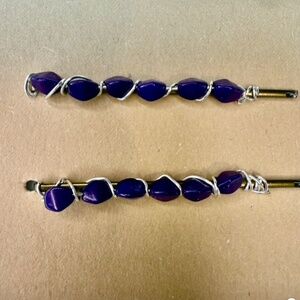 Purple Pinch Beads Lavender Beaded Bobby Pins